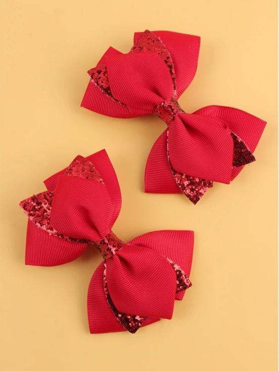 JHV14 Haarspangen Für Mädchen – 3er Set Mit Schleife, Rosa-weiß, Für Valentinstag & Feiern