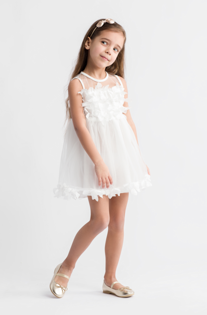 Mädchenkleid, Estelle, Tüll, Baumwolle, besondere Anlässe, Märchenfee, Eleganz, Komfort, 3D-Applikationen, Familienveranstaltungen