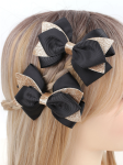 Elegante Haarspangen, Schleifen-Haarspangen, Mädchen Accessoires, Haarschmuck für Kinder, stylische Haarspangen, Schwarz mit Goldglitter, Alltags- und Festtagsaccessoire, hochwertige Kindermode, Schmuck für empfindliche Haut.
