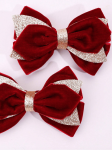 Samt-Haarspangen, Bordeauxrote Haarspangen, Mädchen Haarschmuck, Elegante Kinderaccessoires, Schleifen-Haarspangen, Festliche Haarspangen, Haarschmuck für Mädchen, Hochwertiger Haarschmuck, Kindermoden-Accessoires