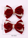 Samt-Haarspangen, Bordeauxrote Haarspangen, Mädchen Haarschmuck, Elegante Kinderaccessoires, Schleifen-Haarspangen, Festliche Haarspangen, Haarschmuck für Mädchen, Hochwertiger Haarschmuck, Kindermoden-Accessoires