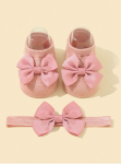 Babysocken rutschfest, Baby Stirnband, Baumwolle, Geschenk Neugeborene, Mädchen Babykleidung, Baby Outfit, Sicherheit, Komfort, elegantes Babyset, Schleifen