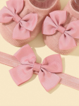 Babysocken rutschfest, Baby Stirnband, Baumwolle, Geschenk Neugeborene, Mädchen Babykleidung, Baby Outfit, Sicherheit, Komfort, elegantes Babyset, Schleifen