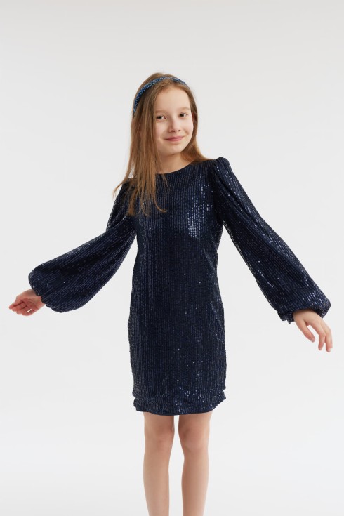 Mädchenkleid, Festkleid, marineblaues Kleid, elegantes Kinderkleid, Kinderfestkleid, Mode für junge Damen, elegante Mädchenmode, Kinderkleidung