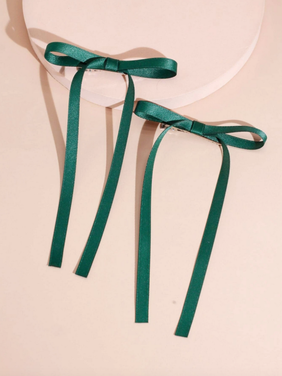 Mädchen Haarspangen, grüne Haarspangen, Schleifen Haarspangen, Kinder Haaraccessoires, elegante Haarspangen, Satin Haarspangen