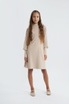 Mädchenkleid, elegantes Kleid, Kinderkleid Beige, Festtagskleid Mädchen, Kleid mit Rüschen, Mädchenmode, hochwertiges Kinderkleid, EU-Produktion, Festtagsmode für Mädchen