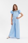 Himmelblauer Mädchen Jumpsuit „Beatrice“ mit Spitzenborte