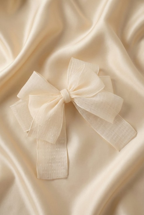 Haarspange Mädchen, Schleifen Haarspange, elegante Haarspange, Haaraccessoire Mädchen, Kommunion Haarspange, Hochzeit Haarspange, festliche Haarspange, Mädchen Haarschmuck, Schleife Haarschmuck, cremefarbene Haarspange