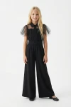 Mädchen Overall Blair Detail Rückansicht, festlicher schwarzer Jumpsuit Tüll, elegante Festmode Teen-Outfit, Mädchen 8-15 Jahre