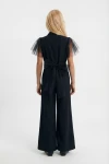 Mädchen Overall Blair Schwarz seitliche Ansicht, eleganter Jumpsuit Tüll, festliche Kinderkleidung Mädchen Teen, zoyafashion Festkollektion