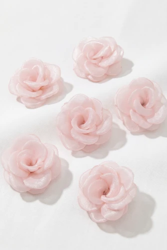 6er Set Mädchen Haarspangen aus Organza Rosa – Zarte Haaraccessoires für festliche Anlässe