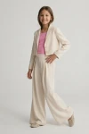 Mädchen Set Emi hellbeige Detail Oberteil, festlicher Anzug Mädchen 9-14, edle Festmode hellbeige