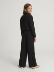 Mädchen Set Emi schwarz seitliche Ansicht, eleganter Mädchen-Anzug, festliche Mode schwarz, Schulabschluss Outfit