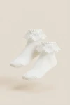 Weiße Kindersocken Set verschiedene Größen, Festsöckchen Kinder, Kommunion-Accessoire weiß, Mädchenmode Detail