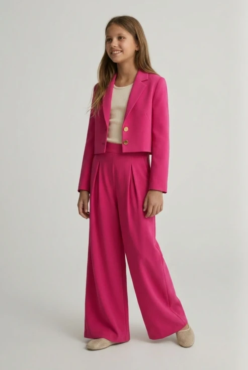 Mädchen Set Emi Fuchsia festlich, eleganter Anzug Sommerhochzeit, festliche Kinderkleidung Teen Pink, Mädchen-Set Geburtstag, Festmode Fuchsia zoyafashion