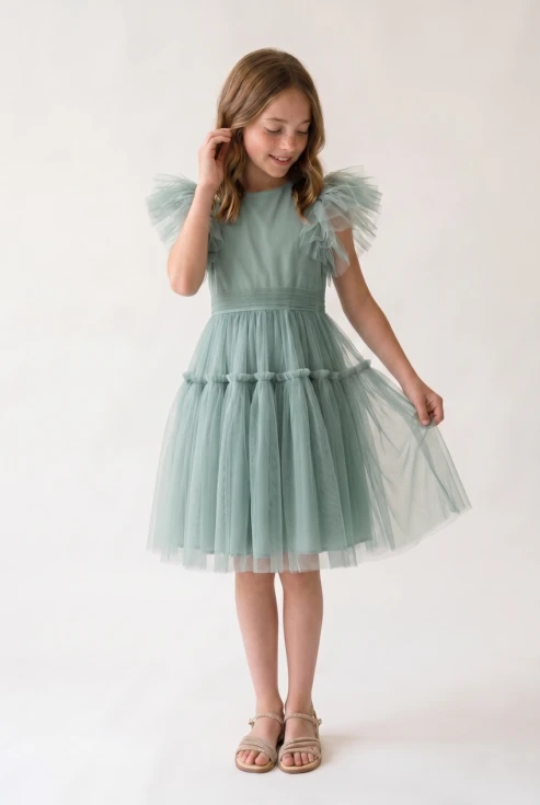 Festliches Tüllkleid Paola in Mintgrün für Mädchen