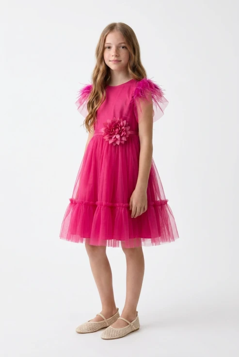 Festliches Tüllkleid Gabi in Dunkelrosa für Mädchen