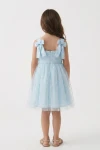 Festliches Trägerkleid Rina in Hellblau mit Glitzertüll