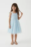 Festliches Trägerkleid Rina in Hellblau mit Glitzertüll