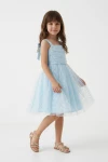 Festliches Trägerkleid Rina in Hellblau mit Glitzertüll