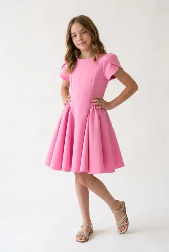 Rumi – ausgestelltes Mädchenkleid in Zuckerrosa mit Tulpenärmeln