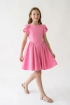 Ausgestelltes Mädchenkleid Rumi in Zuckerrosa mit Tulpenärmeln