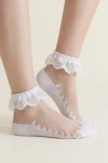 Weiße festliche Socken für Mädchen mit Rüsche und Spitze