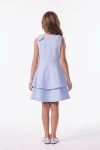 Kleid Harper in Hellblau – Schleifen auf den Schultern – Rückansicht