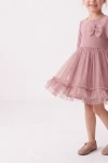 Tüllkleid Iga in Altrosa – ausgestellter Tüllrock mit Rüsche und Brustschleife – Vorderansicht
