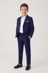 Anzug Liam in Marineblau – offenes Sakko und Hose – Ansicht in halber Drehung