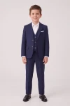 Anzug Liam in Marineblau – Sakko, Weste und Hose – Vorderansicht im Stand