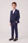 Anzug Liam in Marineblau – Sakko, Weste und Hose – Halbprofil