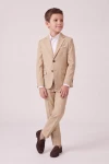Anzug Liam in Sandbeige – Sakko mit Pattentaschen und Hose – Vorderansicht