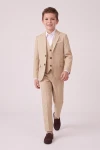 Anzug Liam in Sandbeige – offenes Sakko, Weste und Hose – Vorderansicht