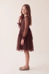 Tüllkleid Holly in Schokobraun – Schleife im Rücken und Tüllrock – Seitenansicht