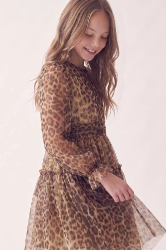 Festliches Tüllkleid Holly für Mädchen im Leopardenmuster – mit Baumwollfutter, zu Weihnachten