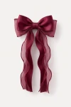 Haarspange mit Schleife in Bordeaux für Mädchen – Satin und Organza – Produktfoto von vorn auf Weiß