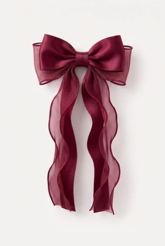 Haarspange mit langer Schleife für Mädchen in Bordeaux – aus Satin und Organza